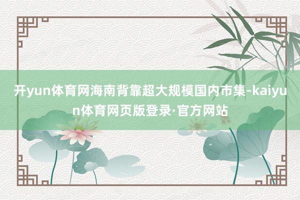 开yun体育网海南背靠超大规模国内市集-kaiyun体育网页版登录·官方网站