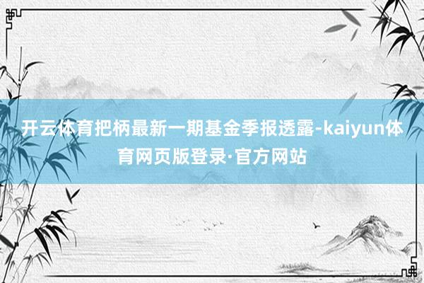 开云体育把柄最新一期基金季报透露-kaiyun体育网页版登录·官方网站