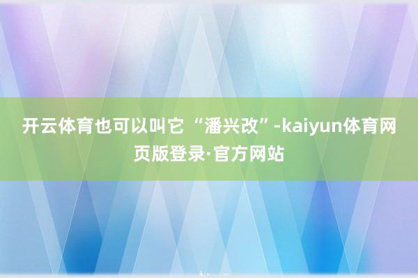 开云体育也可以叫它 “潘兴改”-kaiyun体育网页版登录·官方网站