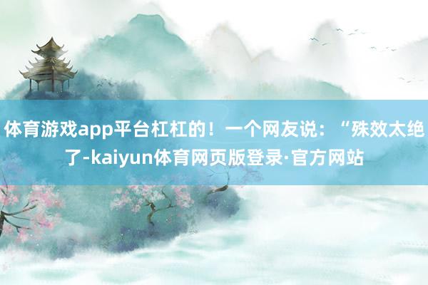 体育游戏app平台杠杠的！一个网友说：“殊效太绝了-kaiyun体育网页版登录·官方网站